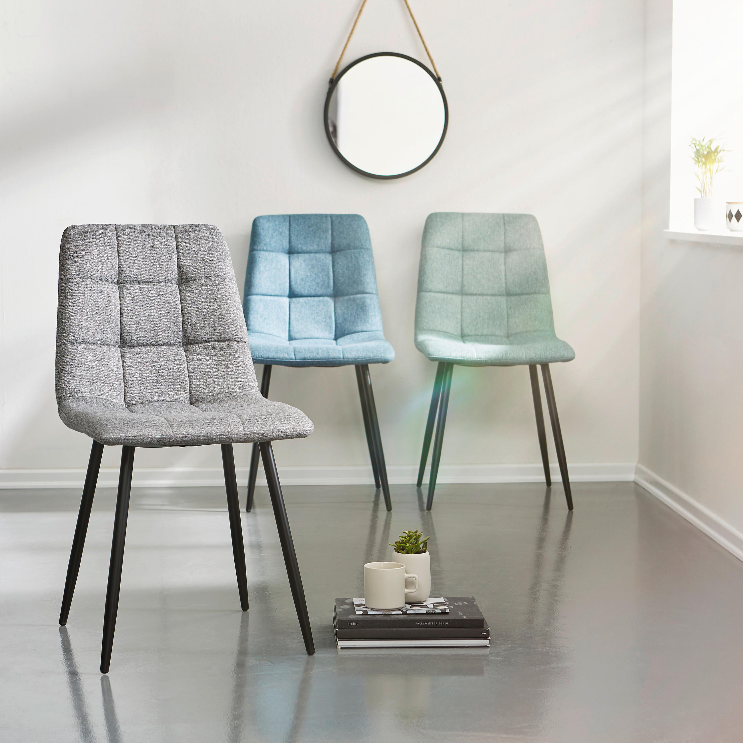 CHAISE in Eisen Webstoff - Schwarz/Grau, Lifestyle, Textil/Metall (44,5/86/54,5cm) - Livetastic