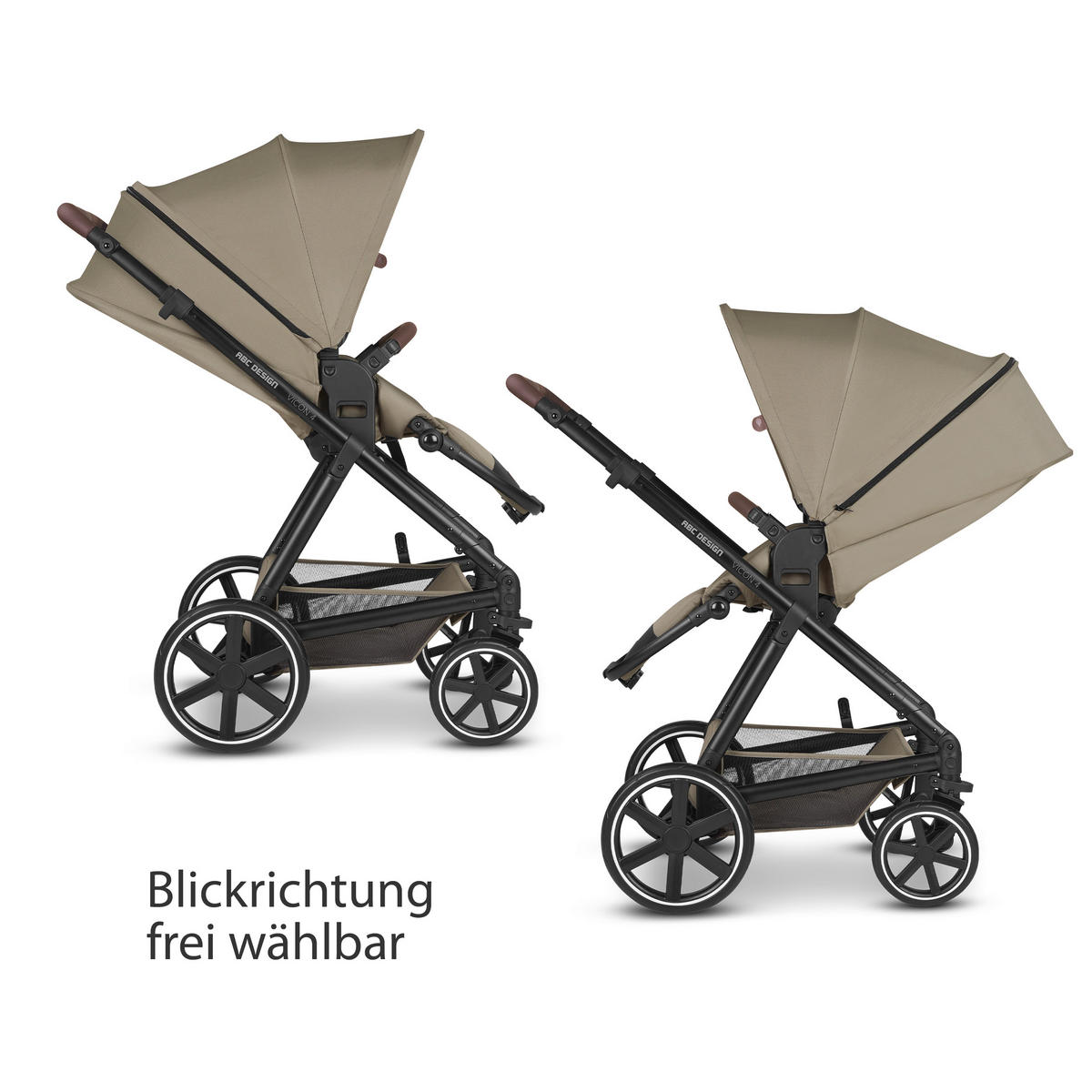 KINDERWAGENSET  Vicon 4  Reed  - Beige/Schwarz, Basics, Textil/Metall (91/61/110cm) - ABC Design