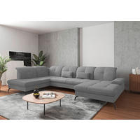 WOHNLANDSCHAFT in Flachgewebe Grau  - Schwarz/Grau, KONVENTIONELL, Textil/Metall (231/357/185cm) - Sit & More