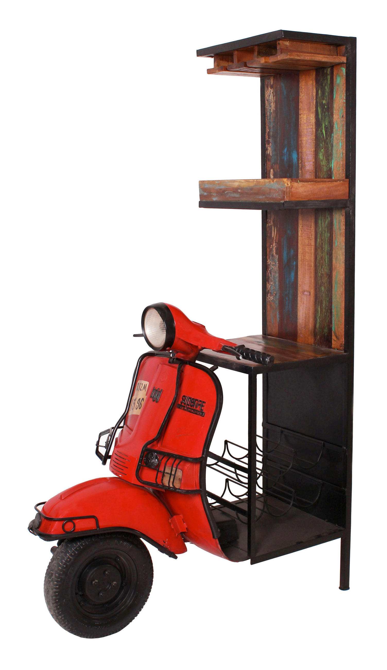 BARSCHRANK in Multicolor, Rot  - Schwarzbraun/Rot, MODERN, Holz/Metall (46/190/98cm) - MID.YOU
