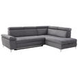 ECKSOFA Dunkelgrau Mikrofaser  - Dunkelgrau, KONVENTIONELL, Textil/Metall (271/206cm) - Carryhome