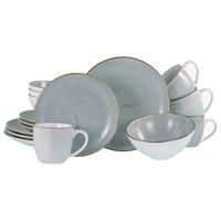 KOMBISERVICE Weiß, Hellgrau Vintage Nature 16-teilig 4 Personen  - Hellgrau/Weiß, Basics, Keramik - Creatable