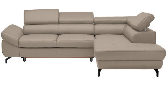 ECKSOFA in Echtleder Creme - Creme/Schwarz, Design, Leder/Metall (270/220cm) - Novel
