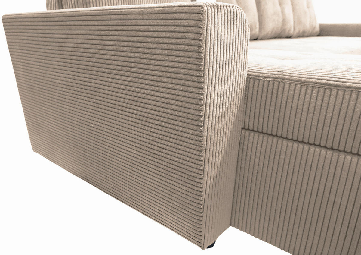 WOHNLANDSCHAFT in Cord Taupe  - Taupe/Schwarz, Design, Kunststoff/Textil (155/294/155cm) - MID.YOU