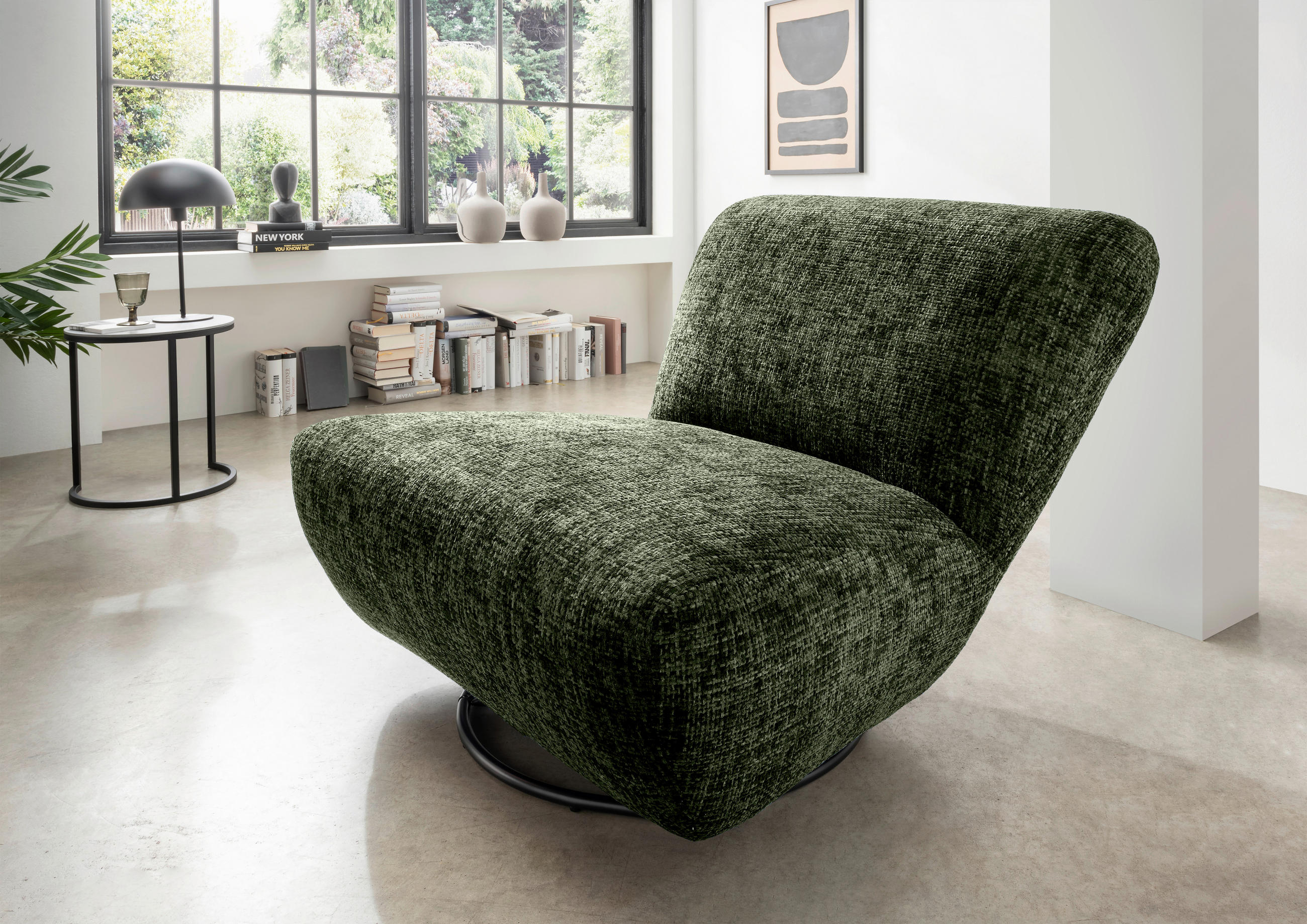 XXL-SESSEL in Struktur Dunkelgrün  - Dunkelgrün/Schwarz, Trend, Textil/Metall (95/77/94cm) - Livetastic