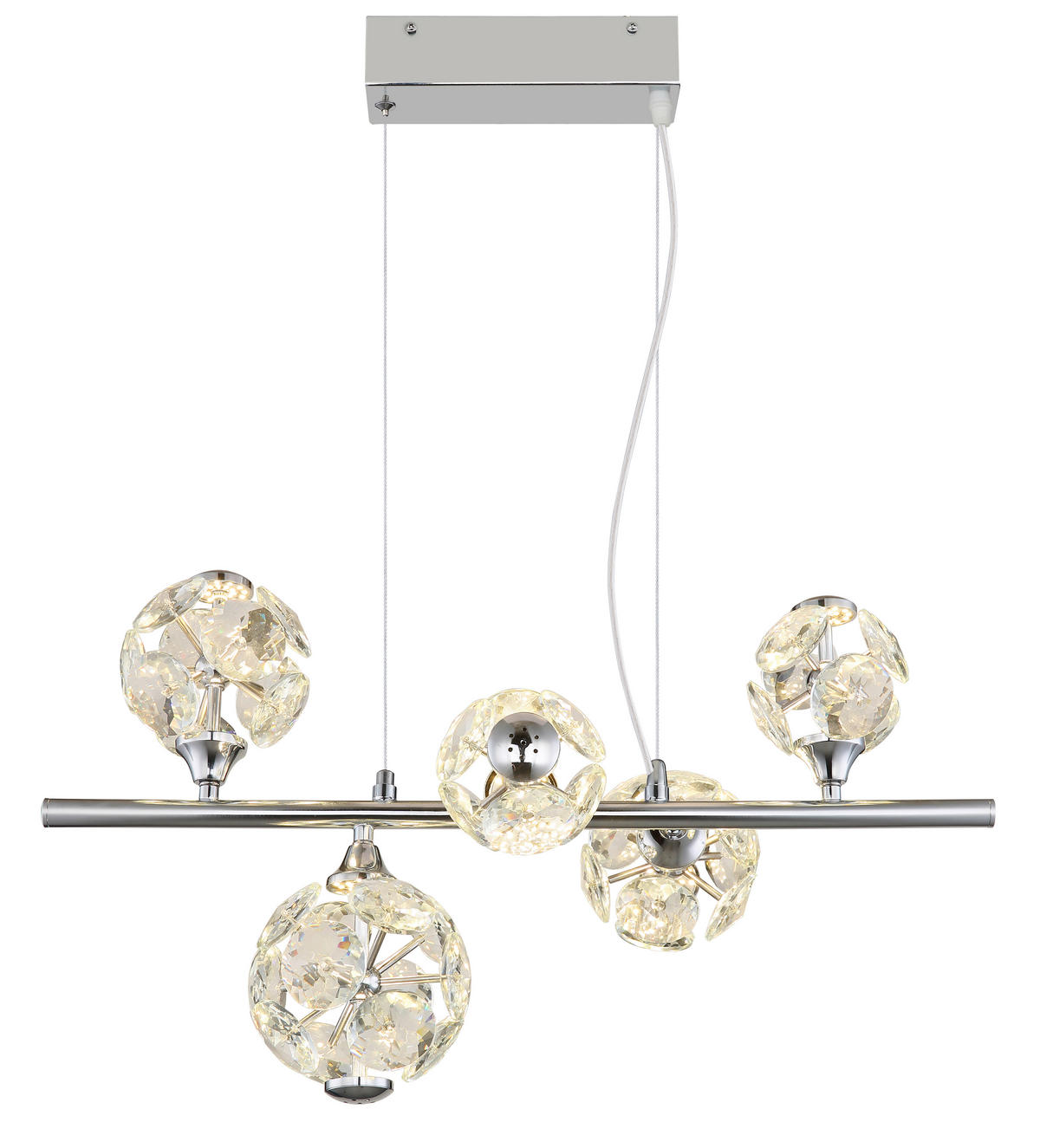 VISEČA LED-SVETILKA  VIRINA //3000 K/230 V/ - barve kroma/prozorno, Konvencionalno, kovina/steklo (50/30/120cm) - Globo