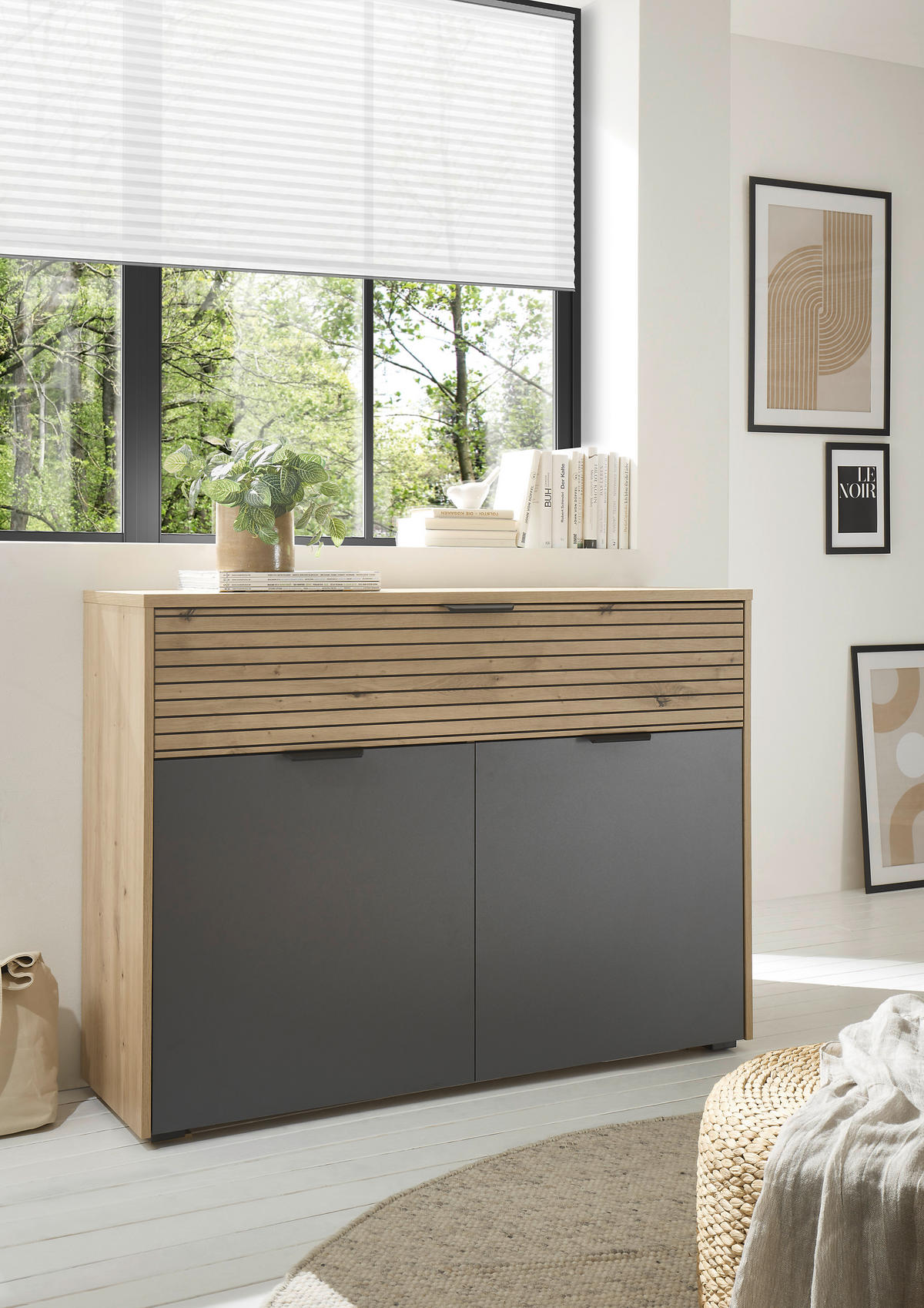 SIDEBOARD  in 125/92/38 cm  - Schwarz/Graphitfarben, KONVENTIONELL, Holzwerkstoff/Kunststoff (125/92/38cm) - Ti'me