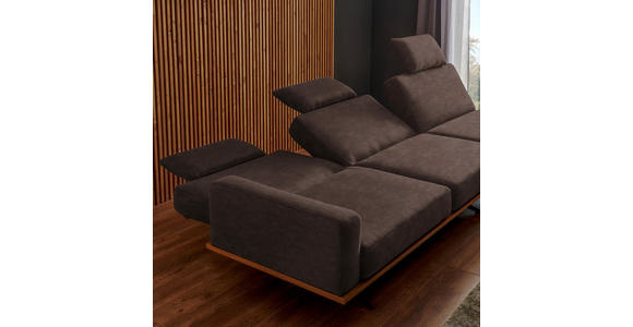 ECKSOFA in Flachgewebe Dunkelbraun  - Dunkelbraun/Schwarz, Natur, Holz/Textil (326/170cm) - Valnatura