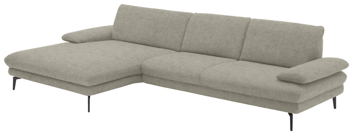ECKSOFA in Velours Platinfarben  - Platinfarben/Schwarz, Design, Textil/Metall (180/310cm) - Dieter Knoll