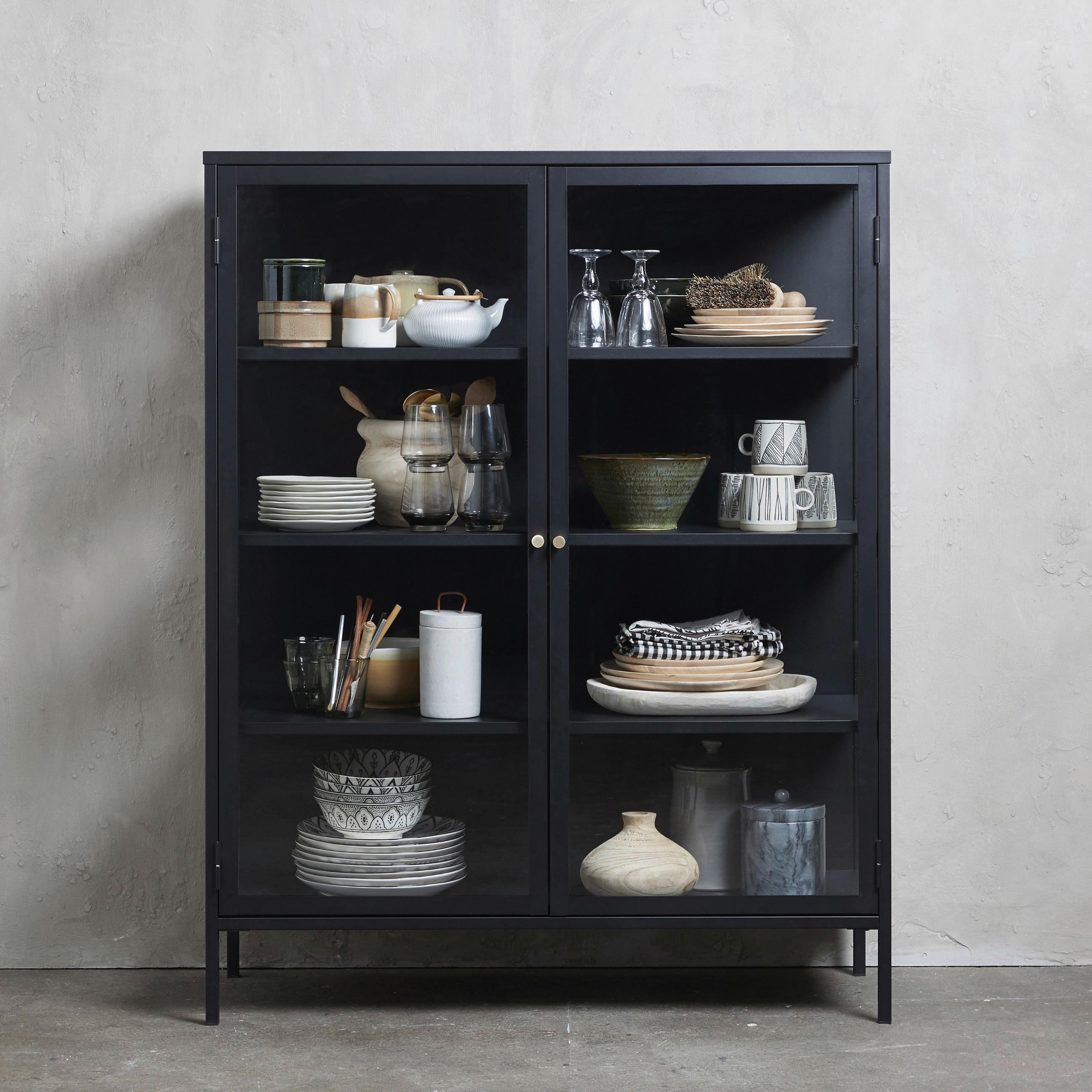 HIGHBOARD  in 110/140/40 cm  - Goldfarben/Schwarz, Trend, Glas/Metall (110/140/40cm) - Xora