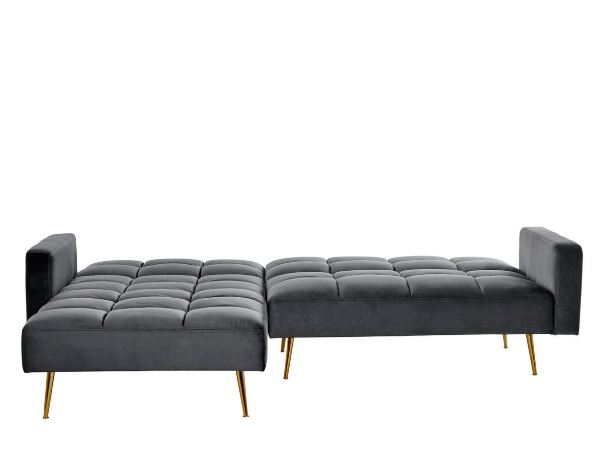 ECKSCHLAFSOFA CHILLAX POSH CORNER EU Grau, Platinfarben Samt  - Platinfarben/Goldfarben, MODERN, Holz/Textil (244/150cm) - Livetastic