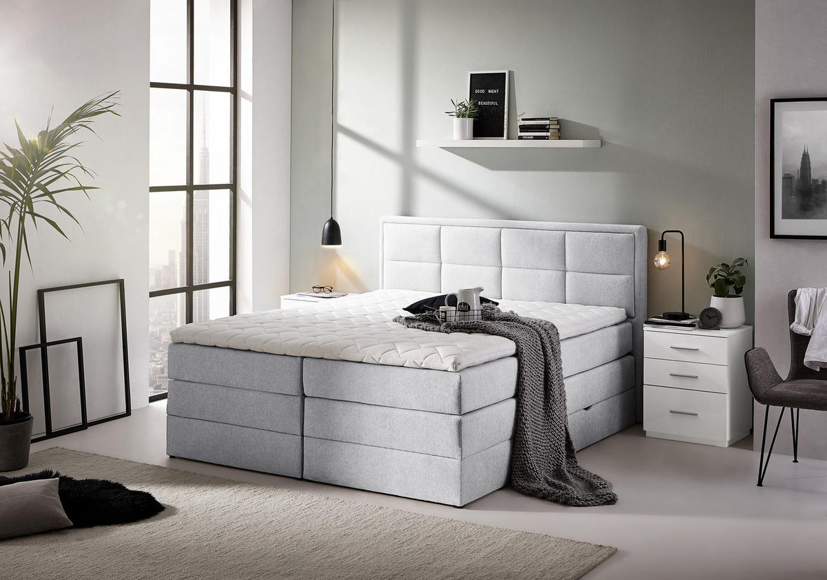 BOXSPRINGBETT 140/200 cm  in Greige  - Greige/Schwarz, Konventionell, Kunststoff/Textil (140/200cm) - Esposa