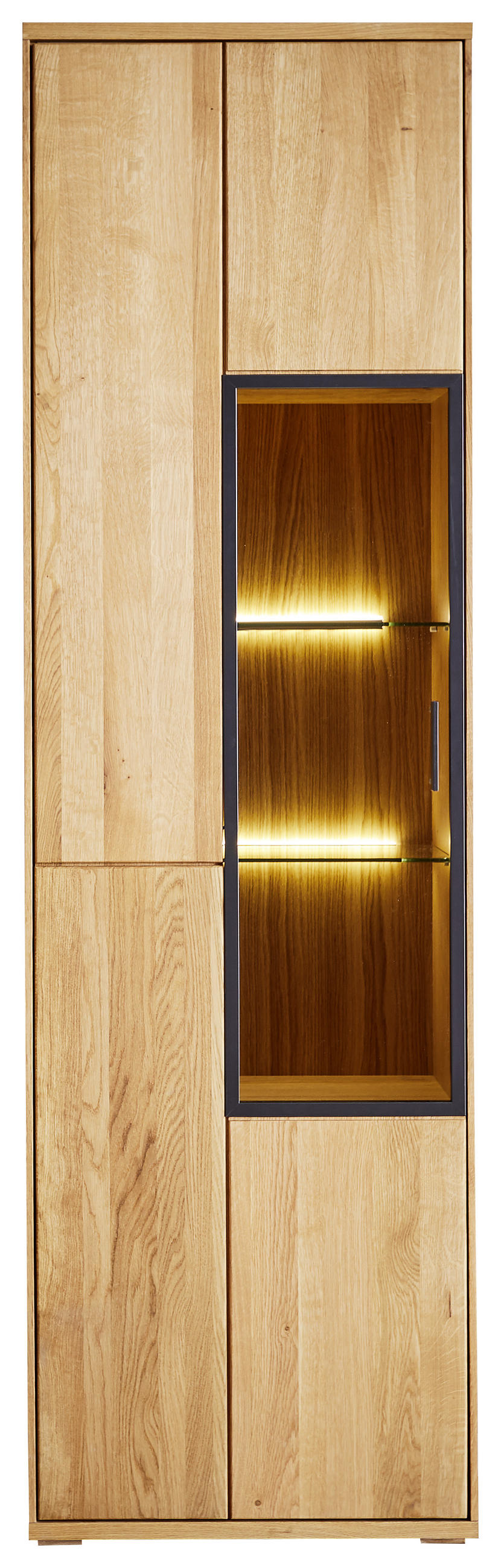 VITRINE Bastia Eichefarben  60/204/38 cm  - Dunkelgrau/Eichefarben, Konventionell, Glas/Holz (60/204/38cm) - Cantus