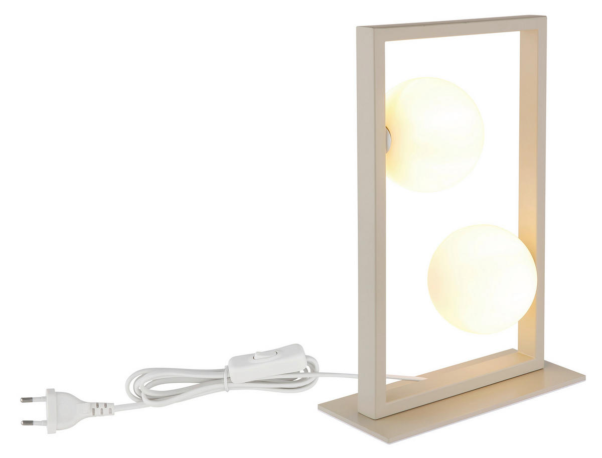 TISCHLEUCHTE  28/12/40 cm    - Sandfarben/Weiß, Design, Glas/Kunststoff (28/12/40cm) - Globo