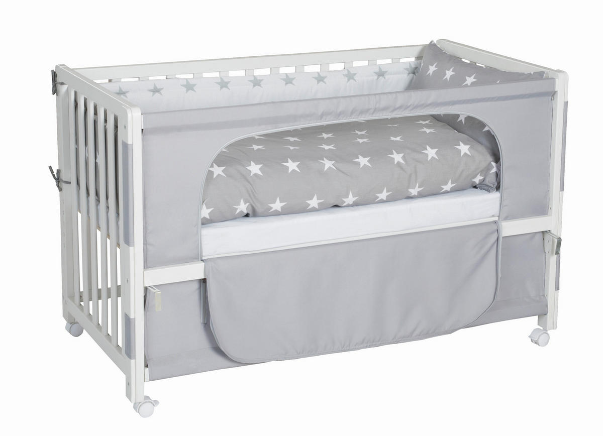GITTERBETT-KOMPLETTSET Room Bed Little Stars 60/120 cm  - Weiß/Grau, Basics, Holz/Textil (60/120cm) - Roba