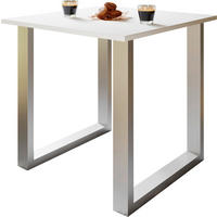 SCHREIBTISCH 80/50/76 cm Silberfarben, Weiss   - Weiss/Silberfarben, Design, Holzwerkstoff/Metall (80/50/76cm) - MID.YOU