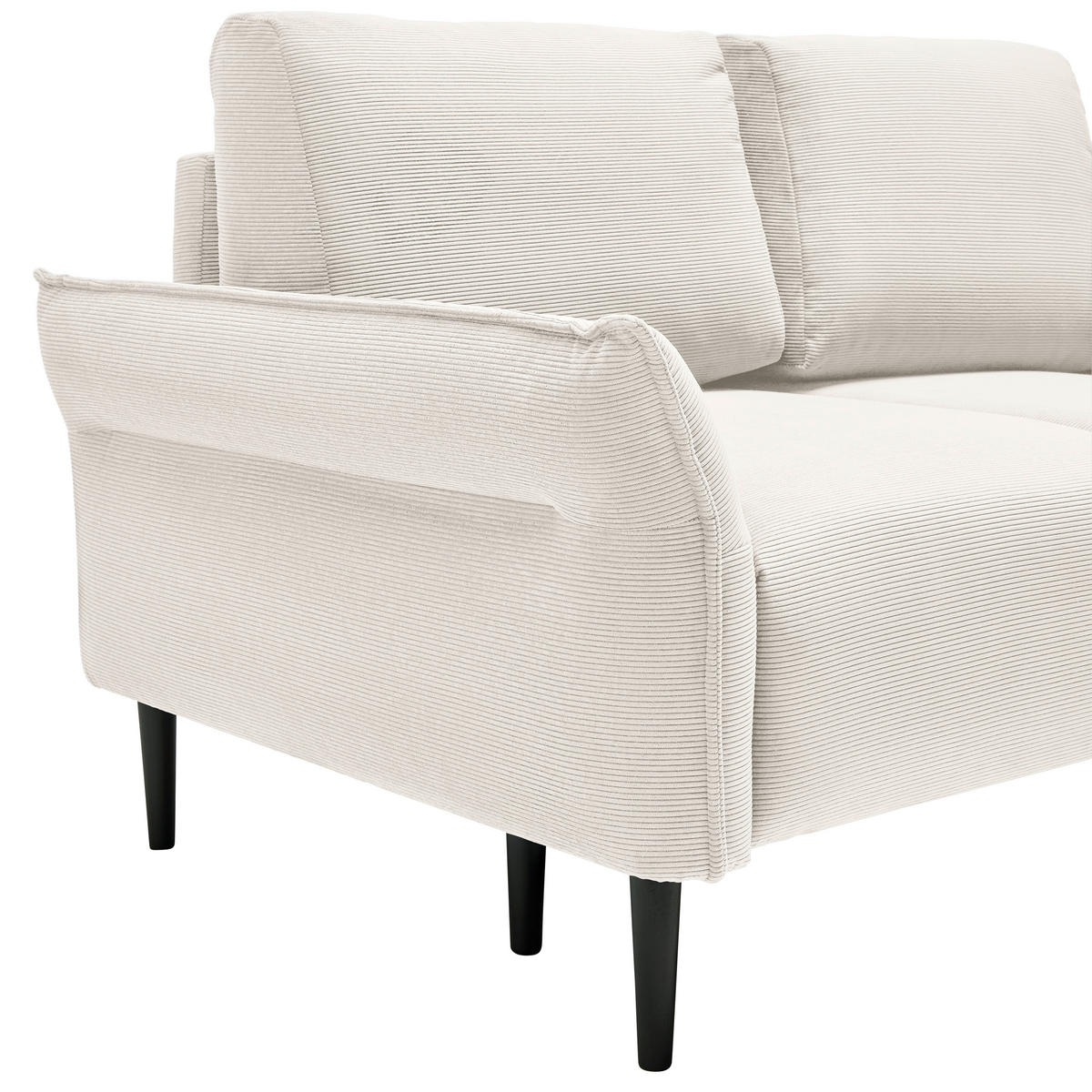 2-SITZER-SOFA Cord Beige  - Beige/Schwarz, Modern, Holz/Textil (150/85/92cm) - MID.YOU