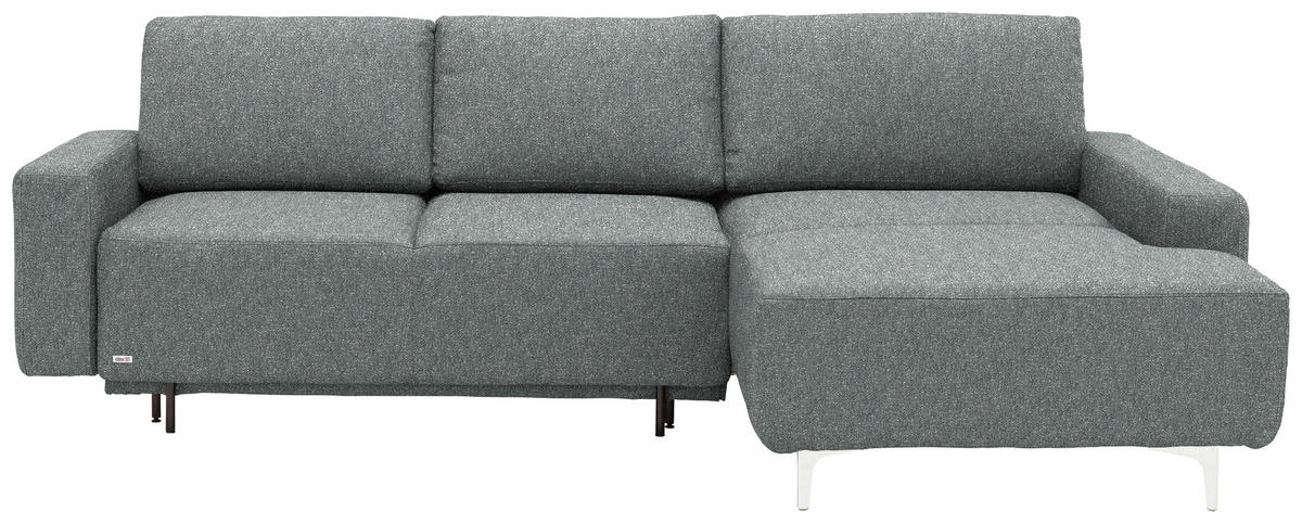ECKSOFA  in Mikrovelours Graugrün  248/160 cm  - Alufarben/Graugrün, Design, Textil/Metall (248/160cm) - Sedda