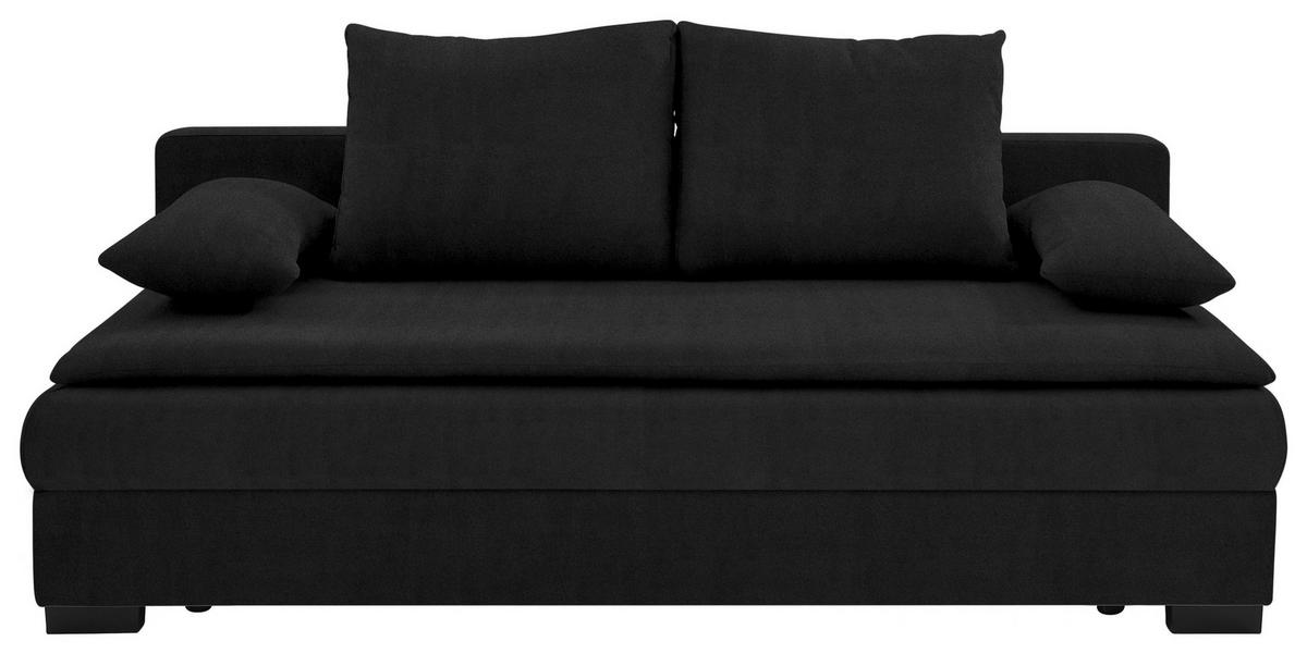 SCHLAFSOFA  in Samt Schwarz  - Schwarz, KONVENTIONELL, Kunststoff/Textil (207/94/90cm) - Venda