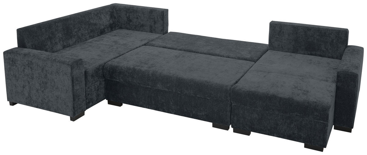 WOHNLANDSCHAFT Dunkelgrau Chenille  - Dunkelgrau/Schwarz, KONVENTIONELL, Kunststoff/Textil (183/311/140cm) - Ti'me