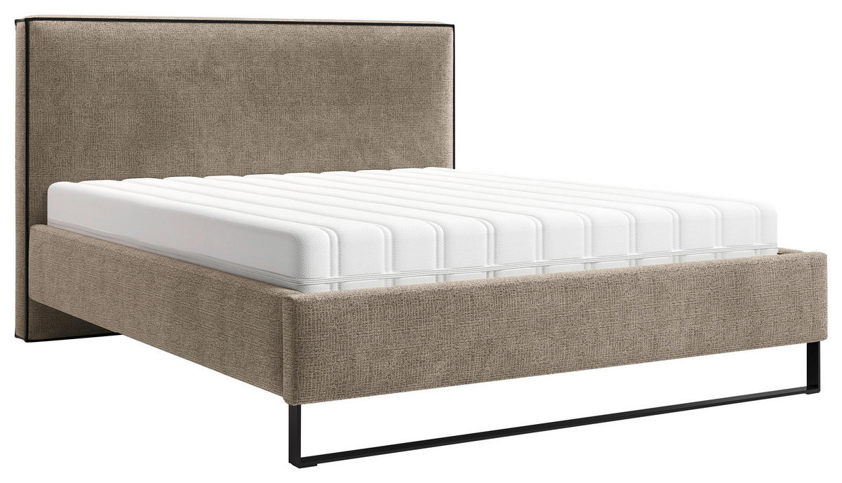 POLSTERBETT gepolstertes Kopfteil, Lattenrost, Bettkasten Braun 180/200 cm  - Schwarz/Braun, MODERN, Holz/Holzwerkstoff (180/200cm) - MID.YOU