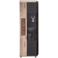 VITRINE Graphitfarben, Eichefarben  60/202/37 cm  - couleur graphite/couleur de chêne, Modern, métal/verre (60/202/37cm) - Stylife