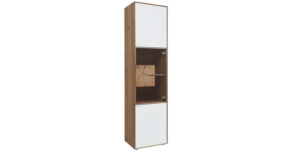VITRINE Kerneiche vollmassiv Eichefarben, Transparent, Weiß - Eichefarben/Transparent, Natur, Glas/Holz (50/196/39cm) - Valnatura