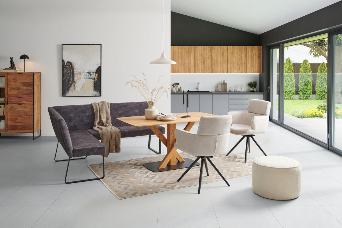 ECKBANK 155/197 cm Samt Dunkelgrau   - Dunkelgrau/Schwarz, LIFESTYLE, Textil/Metall (155/197cm) - MID.YOU