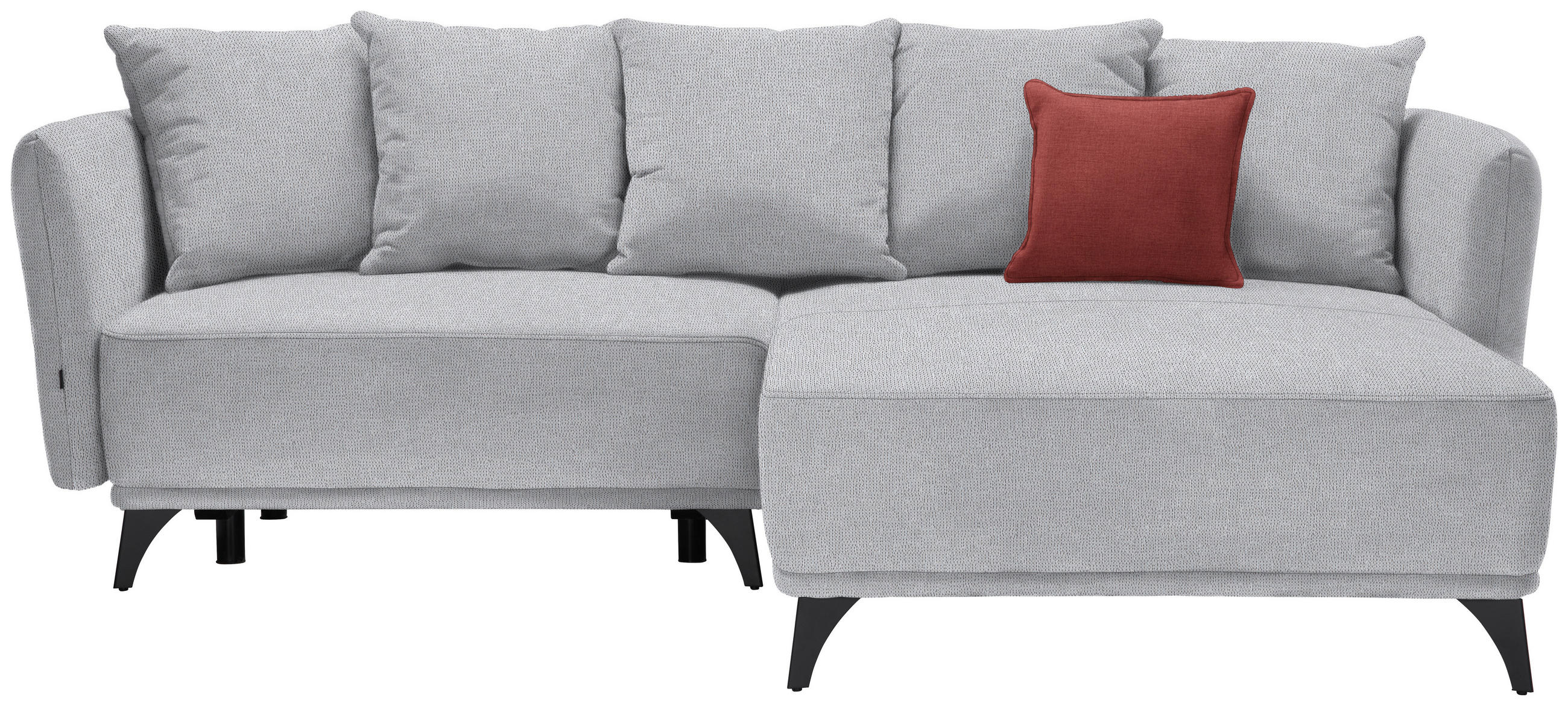ECKSOFA in Chenille Hellgrau  255/172 cm  - Hellgrau/Schwarz, LIFESTYLE, Textil/Metall (255/172cm) - Carryhome