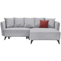 ECKSOFA in Chenille Hellgrau  255/172 cm  - Hellgrau/Schwarz, LIFESTYLE, Textil/Metall (255/172cm) - Carryhome