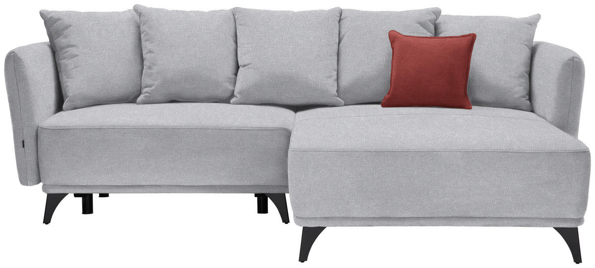 ECKSOFA in Chenille Hellgrau  255/172 cm  - Hellgrau/Schwarz, LIFESTYLE, Textil/Metall (255/172cm) - Carryhome
