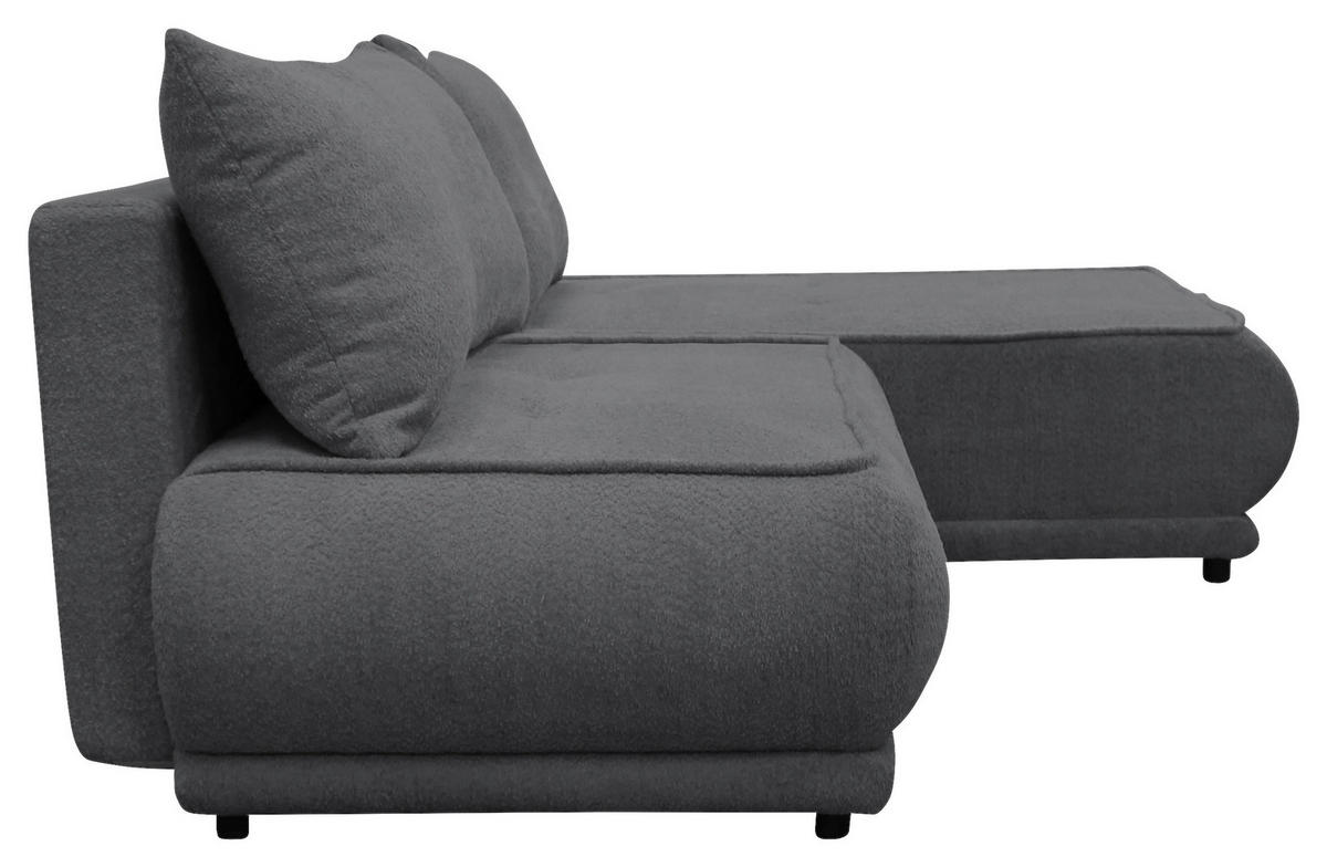 ECKSOFA PAROS Dunkelgrau Bouclé  - Dunkelgrau/Schwarz, Design, Kunststoff/Textil (277/179cm) - MID.YOU