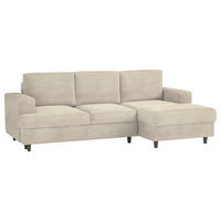 ECKSOFA Beige Cord, Velours  - Beige/Schwarz, Design, Holz/Textil (247/140cm) - MID.YOU