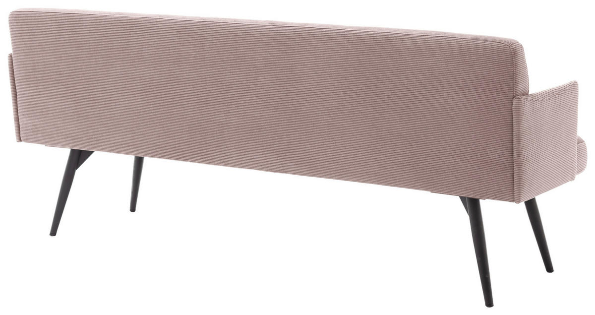 SITZBANK in Textil Altrosa  - Schwarz/Altrosa, Design, Textil/Metall (206/85/69cm) - Johann Jakob