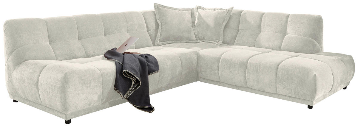 ECKSOFA ITALIA Creme Chenille  - Creme/Schwarz, MODERN, Kunststoff/Textil (284/250cm) - Livetastic