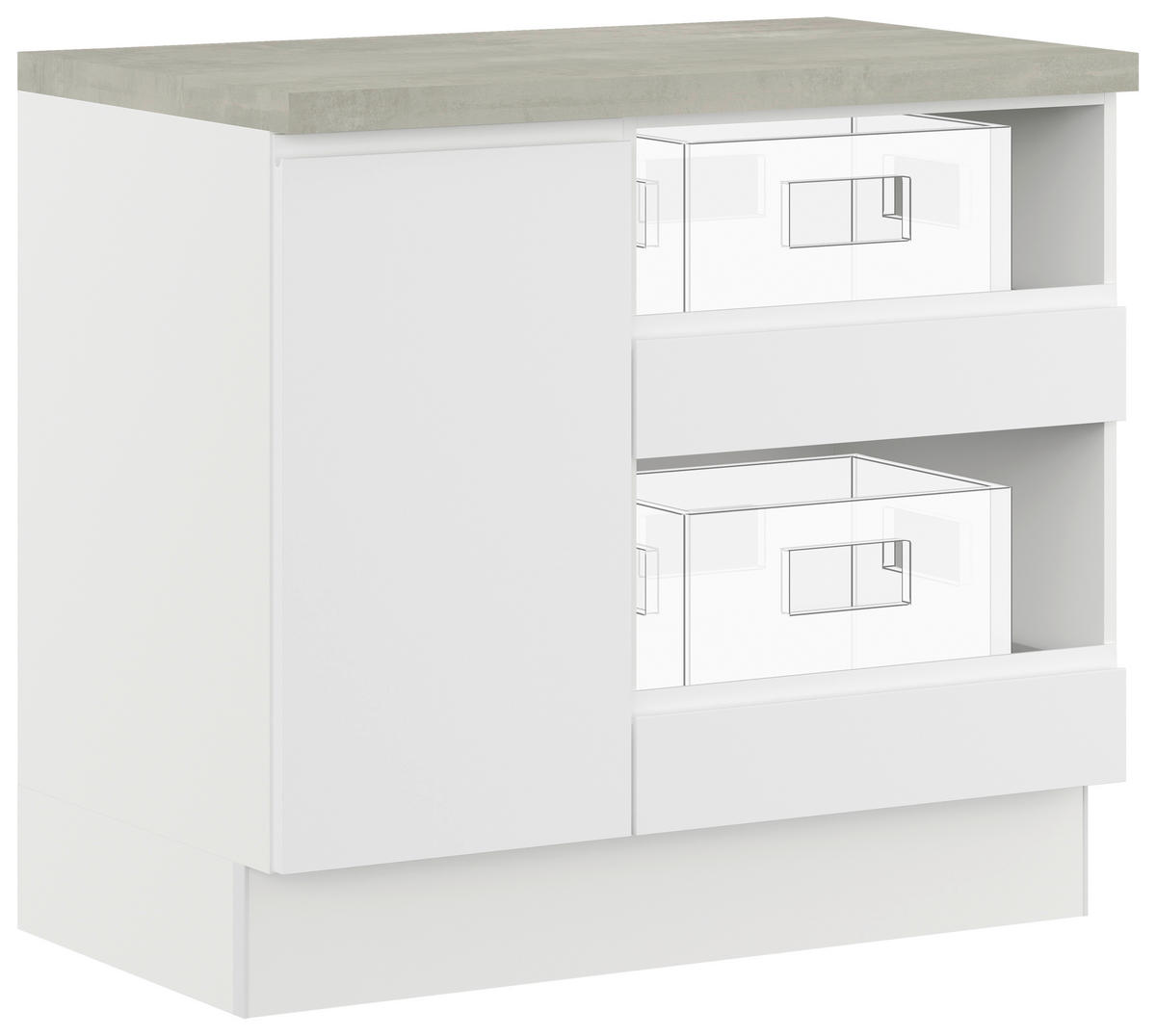 UNTERSCHRANK  - Weiss, Basics, Holzwerkstoff (100/91,8/58cm) - Impuls