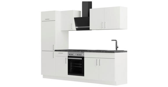 KÜCHENBLOCK 270 cm in Weiß - Edelstahlfarben/Graphitfarben, Design, Holzwerkstoff/Metall (270cm) - Xora