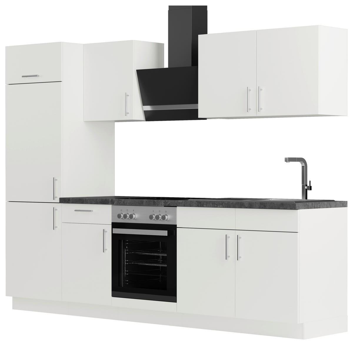 KÜCHENBLOCK 270 cm   in Weiß  - Edelstahlfarben/Graphitfarben, Design, Holzwerkstoff/Metall (270cm) - Xora