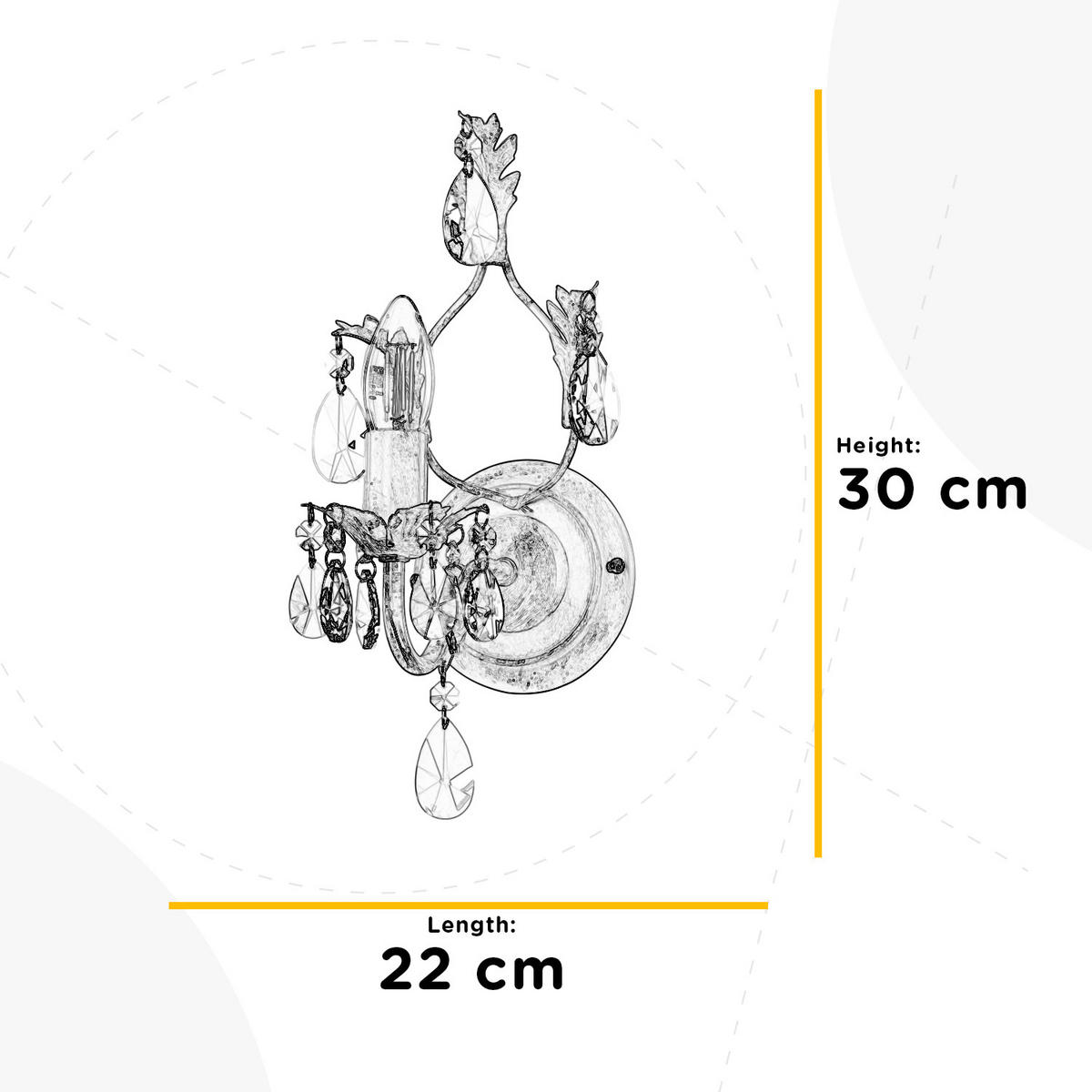 WANDLEUCHTE 22/13/30 cm   - Bronzefarben, KONVENTIONELL, Glas/Metall (22/13/30cm)