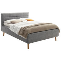 POLSTERBETT 140/200 cm,  in Grau, Lattenrost, Bettkasten,  - Birkefarben/Buchefarben, KONVENTIONELL, Holz/Textil (140/200cm) - Boxxx