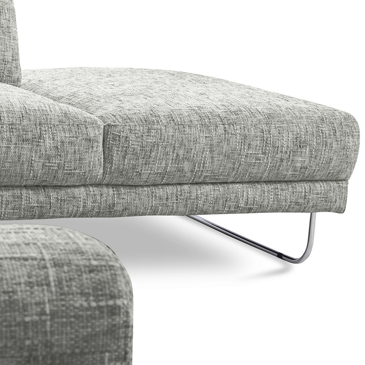 ECKSOFA 273/250 cm SPRING in Webstoff Grau Zierkissen  273/250 cm  - Chromfarben/Grau, Design, Textil/Metall (273/250cm) - Livetastic