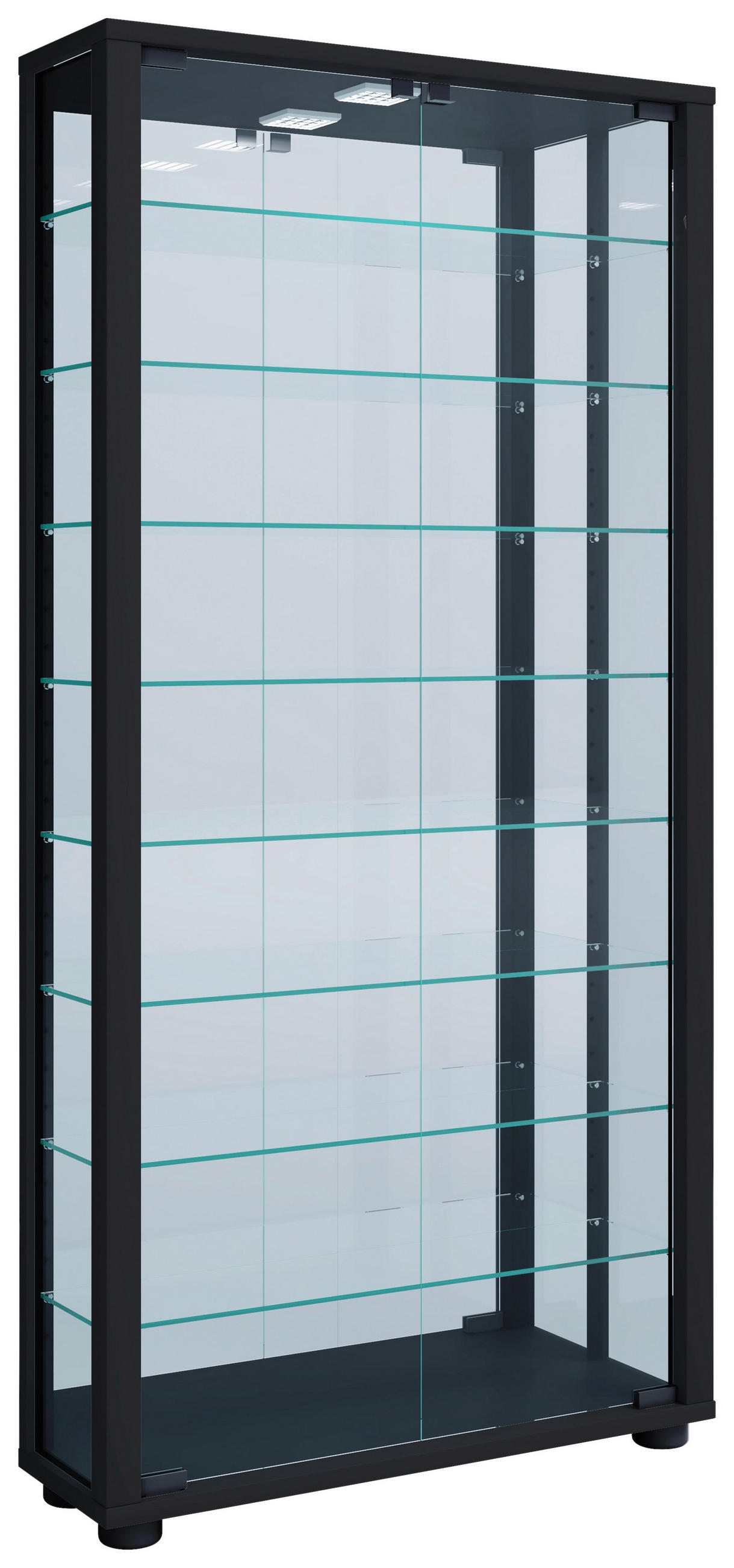 VITRINSKÅP  i svart  - svart, Modern, trämaterial/glas (59/114,8/18cm) - MID.YOU