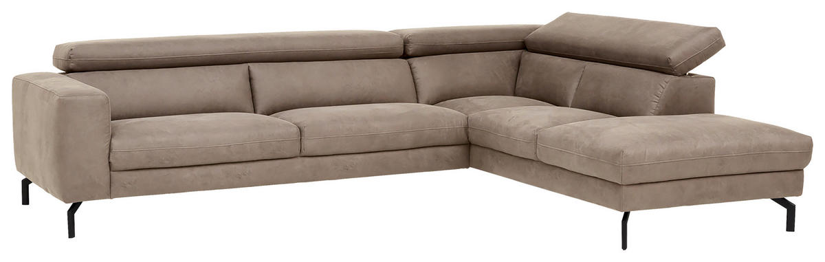 ECKSOFA CALIFORNIA Beige Mikrofaser  - Beige/Schwarz, MODERN, Textil/Metall (305/233cm) - Trendmanufaktur