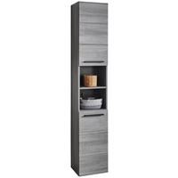 HOCHSCHRANK 34/190/30 cm  - Silberfarben/Schwarz, MODERN, Holzwerkstoff/Kunststoff (34/190/30cm) - MID.YOU