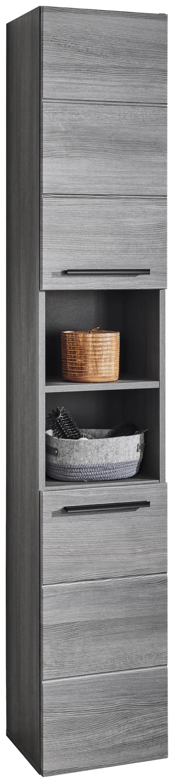 HOCHSCHRANK 34/190/30 cm  - Silberfarben/Schwarz, MODERN, Holzwerkstoff/Kunststoff (34/190/30cm) - MID.YOU