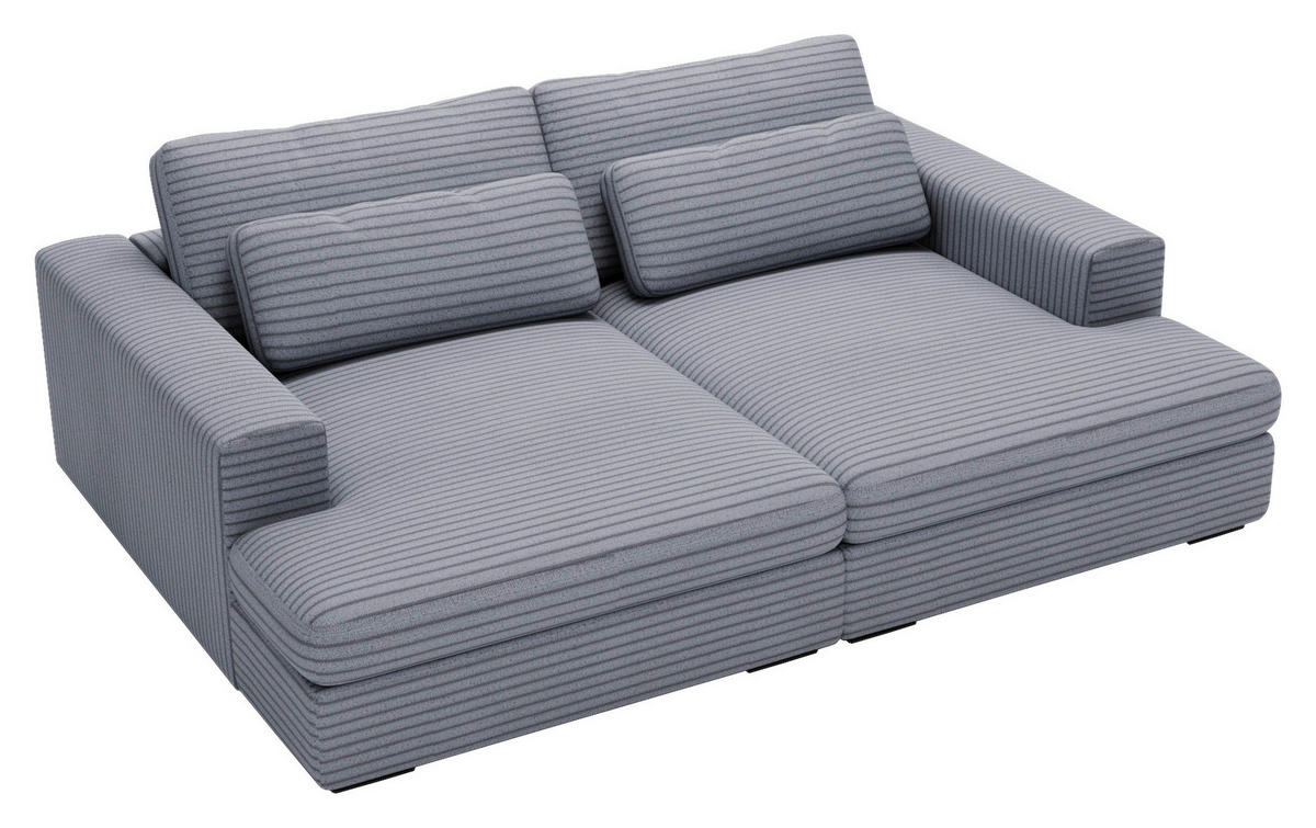 BIGSOFA in Cord Blaugrau  - Blaugrau/Schwarz, Design, Textil (218/80/158cm) - Lomoco