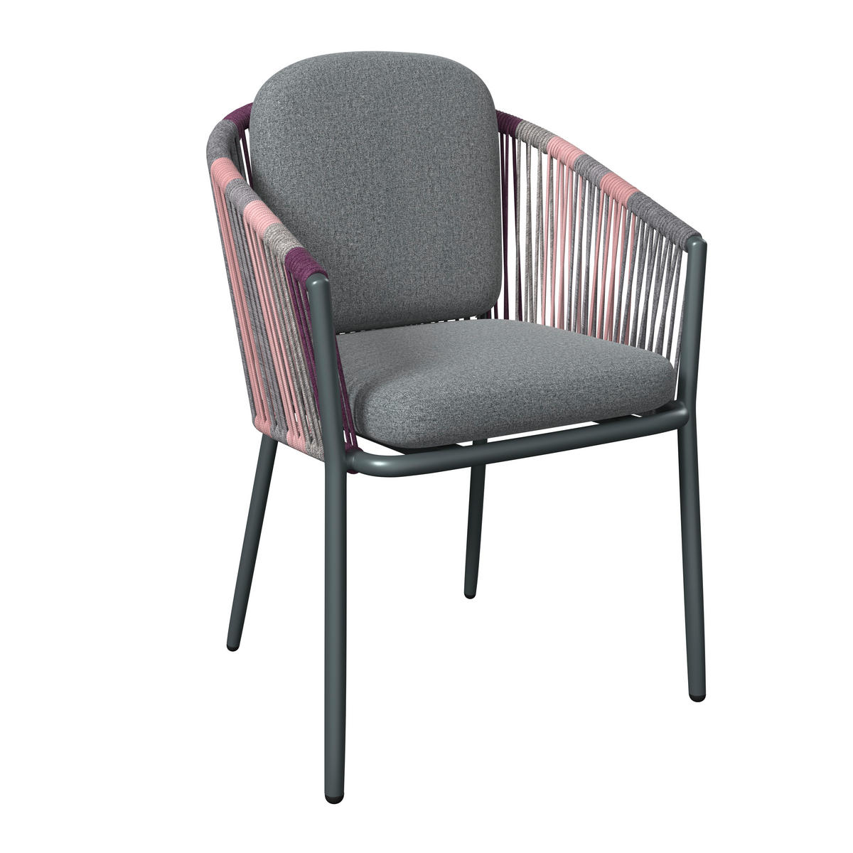 STAPELSESSEL in Metall, Textil Lila, Dunkelgrau  - Dunkelgrau/Lila, Design, Textil/Metall (58,5/79,5/61,5cm) - Amatio