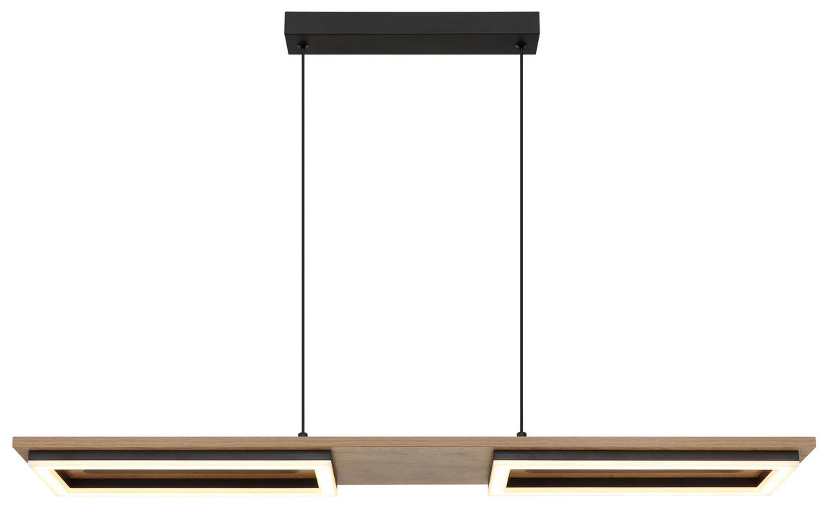 ZÁVĚSNÉ LED SVÍTIDLO, 90/18/120 cm - tmavě hnědá/černá, Design, kov/kompozitní dřevo (90/18/120cm) - Globo