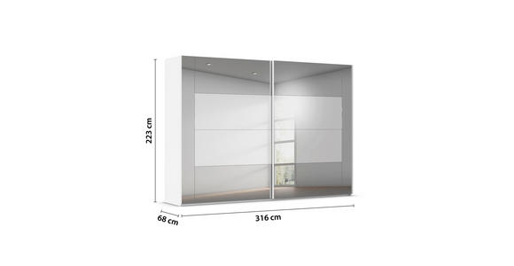 SCHWEBETÜRENSCHRANK 316/223/68 cm 2-türig Weiß  - Weiß, Design, Glas/Holzwerkstoff (316/223/68cm) - Xora