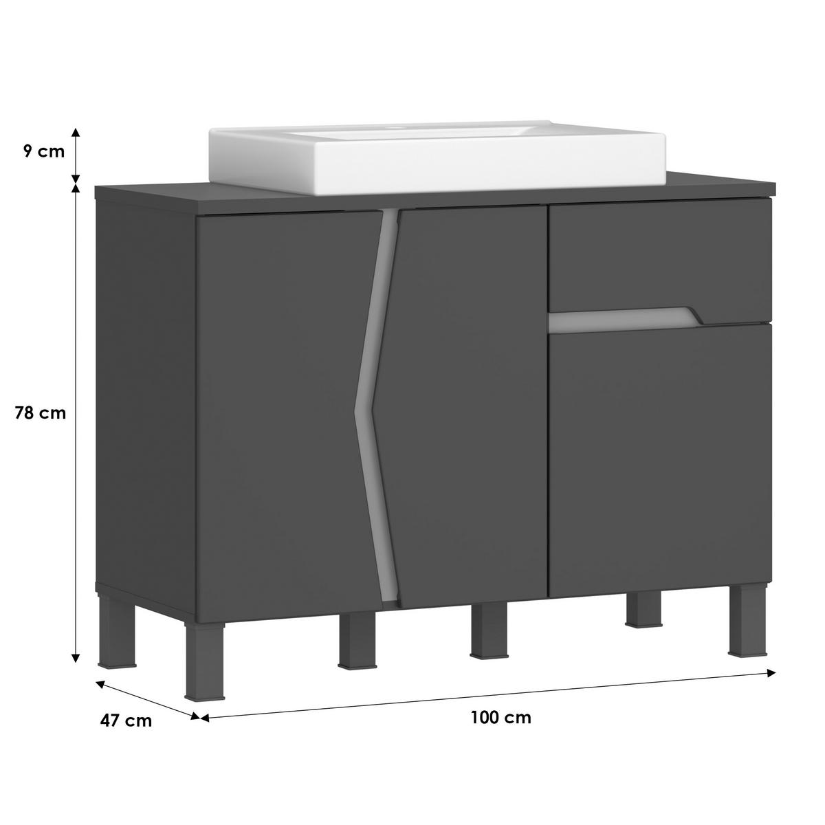 WASCHTISCHKOMBI 100 cm  - Anthrazit/Weiß, MODERN, Keramik/Holzwerkstoff (100cm) - MID.YOU